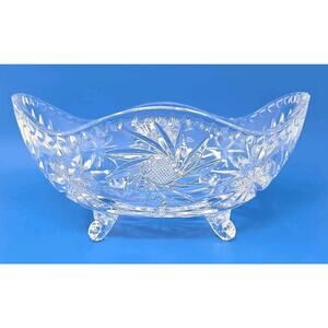 Vtg W. German Anna Hutte Bleikristall 24% Lead Crystal Hand Cut Footed Bowl U297
